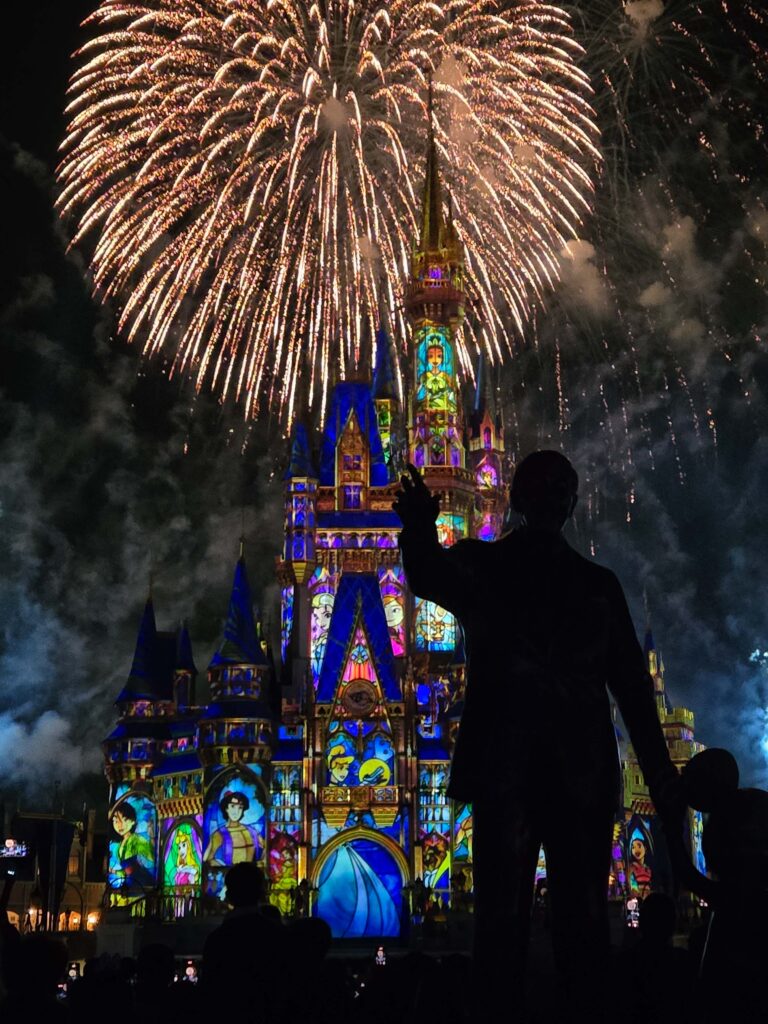 Fuegos artificiales en Magic Kingdom frente al castillo